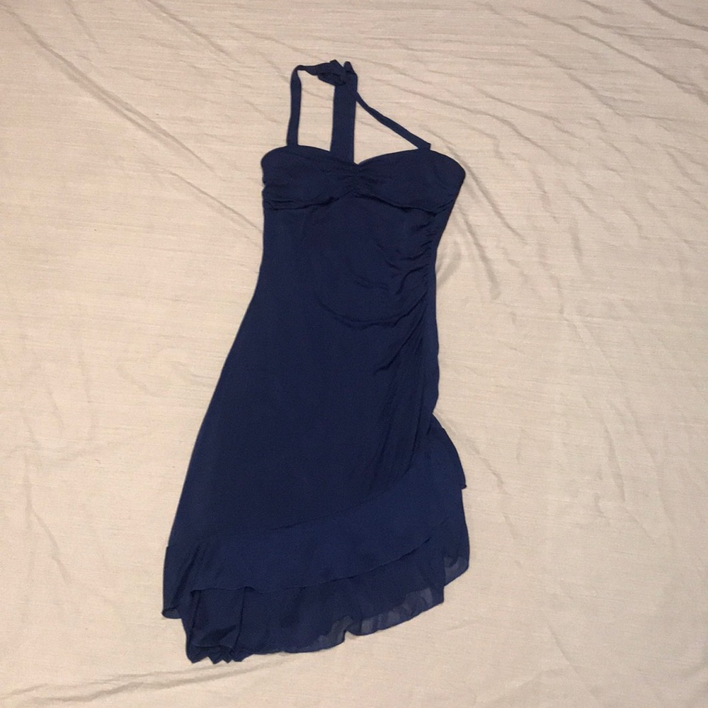 A navy blue dress